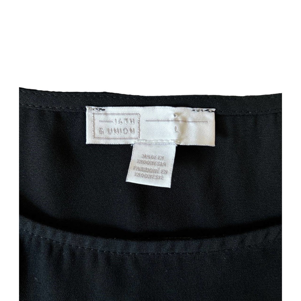 14th & Union Size Large Black Sleeveless Crisscross Back Career Shell‎ Blouse - Picture 3 of 4